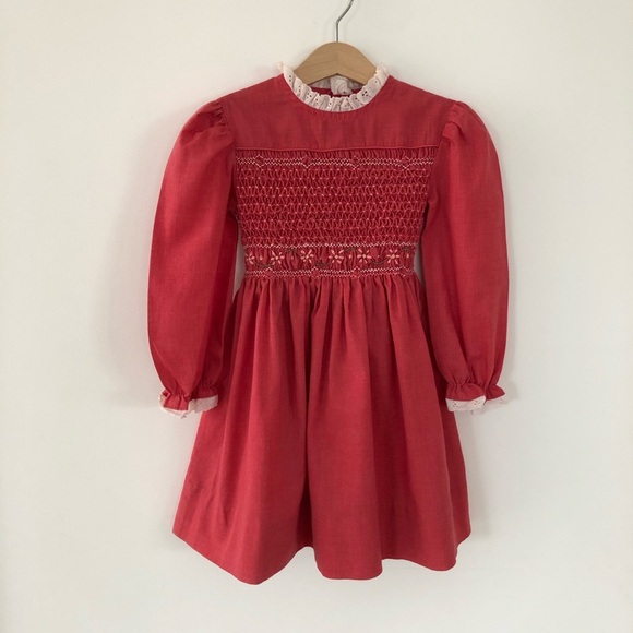 Vintage Hand Smocked Polly Flinders Dress, S 5/6 - Picture 5 of 5